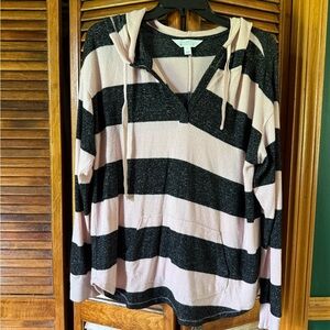 Market & Spruce Black and Pink Striped Top